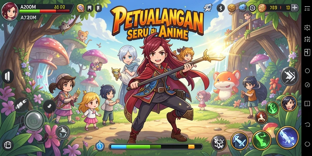 Gameplay A200M yang penuh warna dan interaktif di dunia Anime.