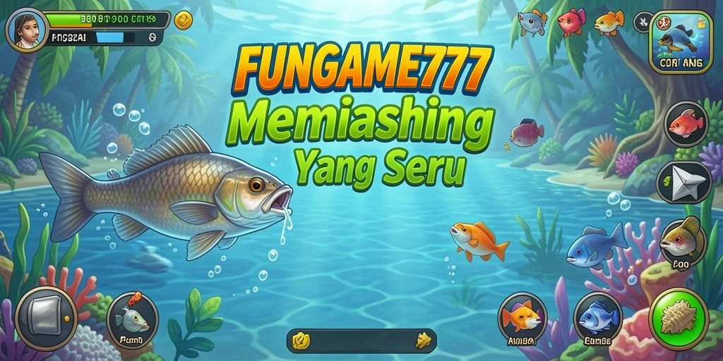 Tampilan gameplay seru FUNGAME777 saat memancing ikan besar.