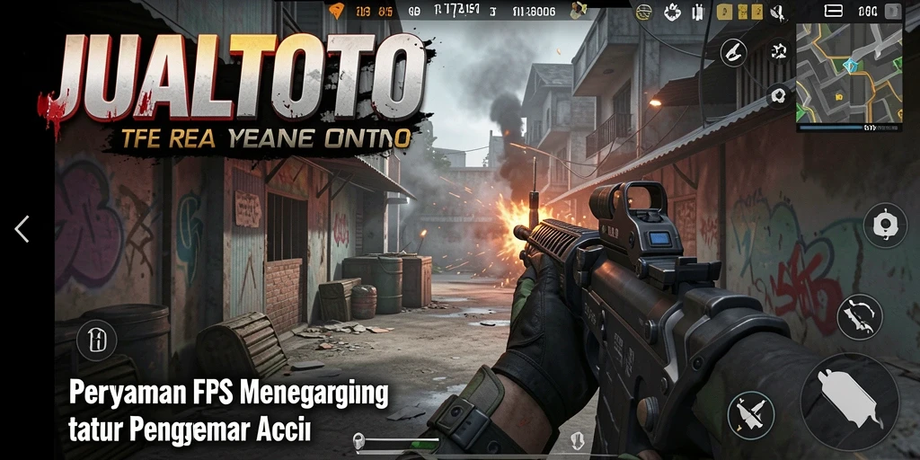 Tangkapan layar gameplay <strong>JUALTOTO</strong> menampilkan aksi tembak-menembak yang intens.