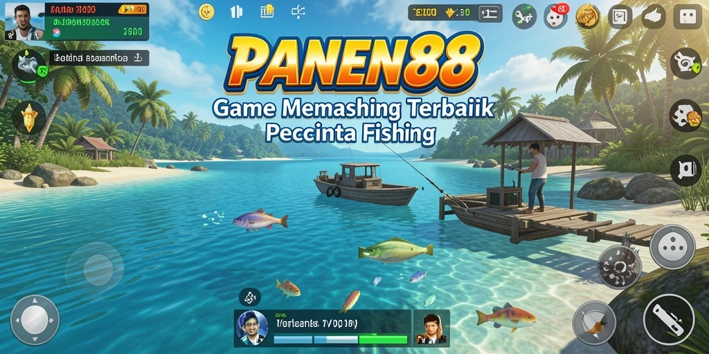 Gambaran tampilan gameplay memancing di PANEN88 dengan alam bawah laut yang indah.