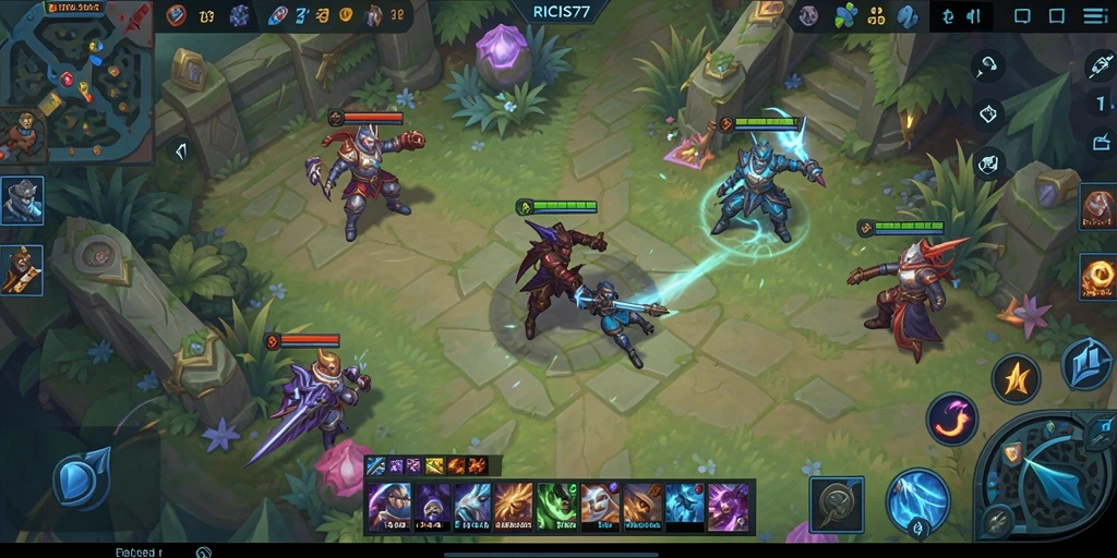 Tangkapan layar gameplay RICIS77 yang mendebarkan dalam pertempuran MOBA.