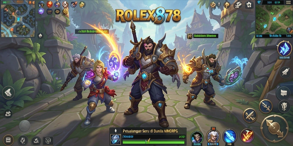 Screenshot gameplay <strong>ROLEX878</strong> menampilkan pertarungan epik di dunia MMORPG.