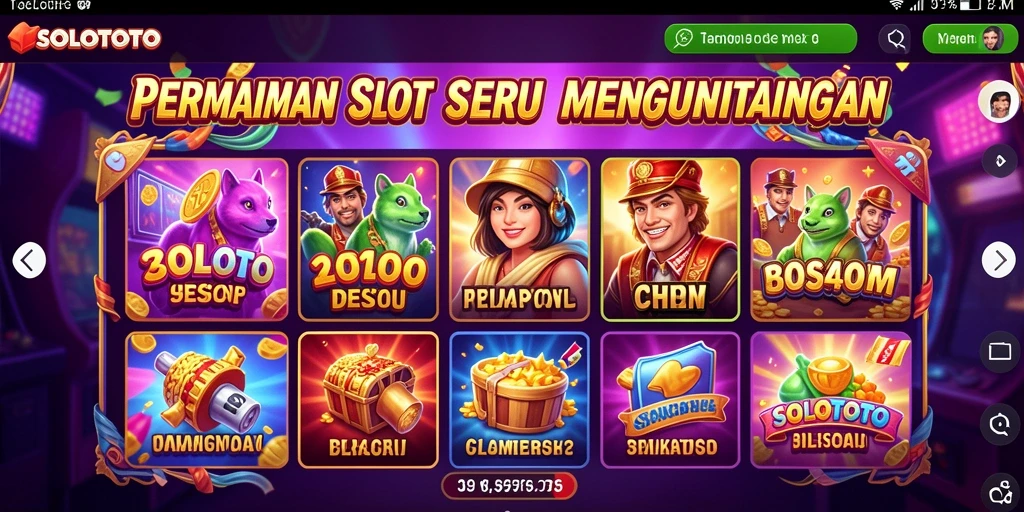 Tampilan gameplay seru dari SOLOTOTO dengan berbagai slot menarik.